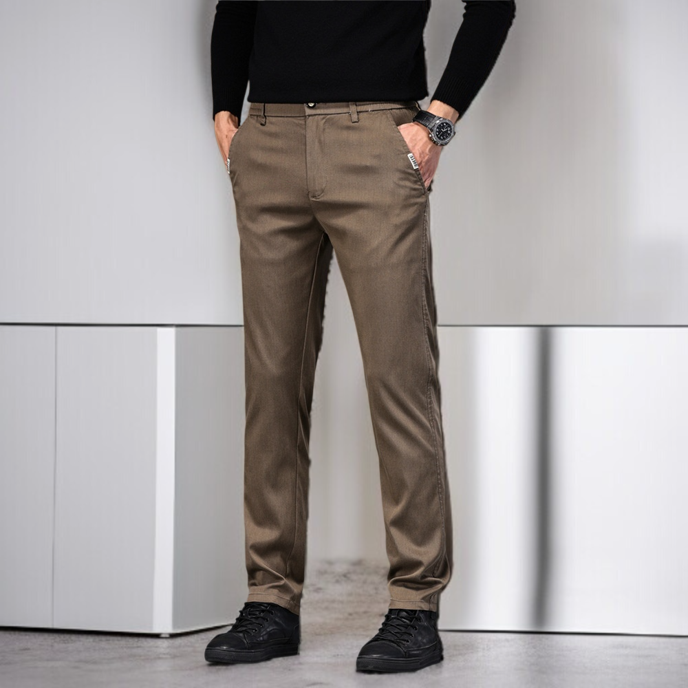 ビジネスカジュアル メンズ スリムストレートパンツ ストレッチ 春用