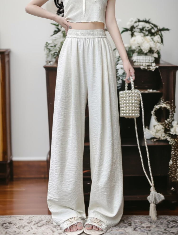 アイスシルク素材の涼しいレディースパンツ