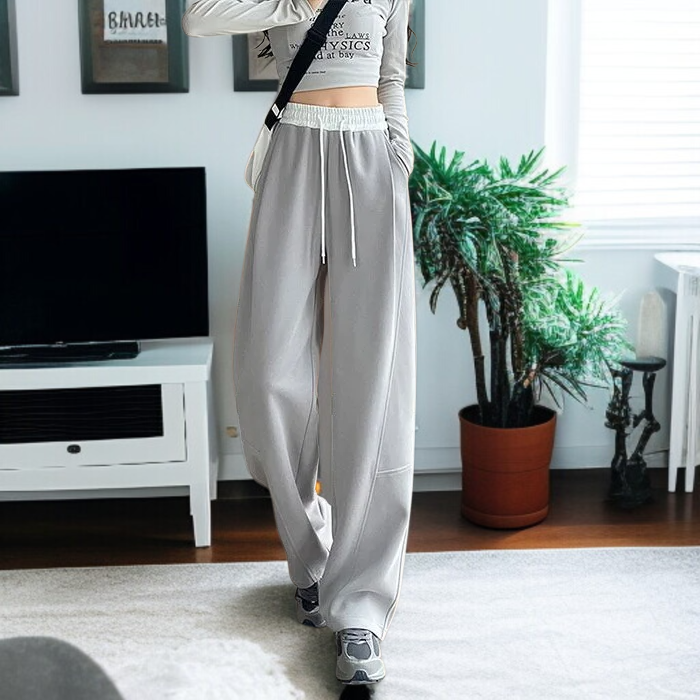 고탄력 스포츠 바나나 팬츠 캐주얼 일자 팬츠 여 슬림핏 춘추 커브 와이드 팬츠