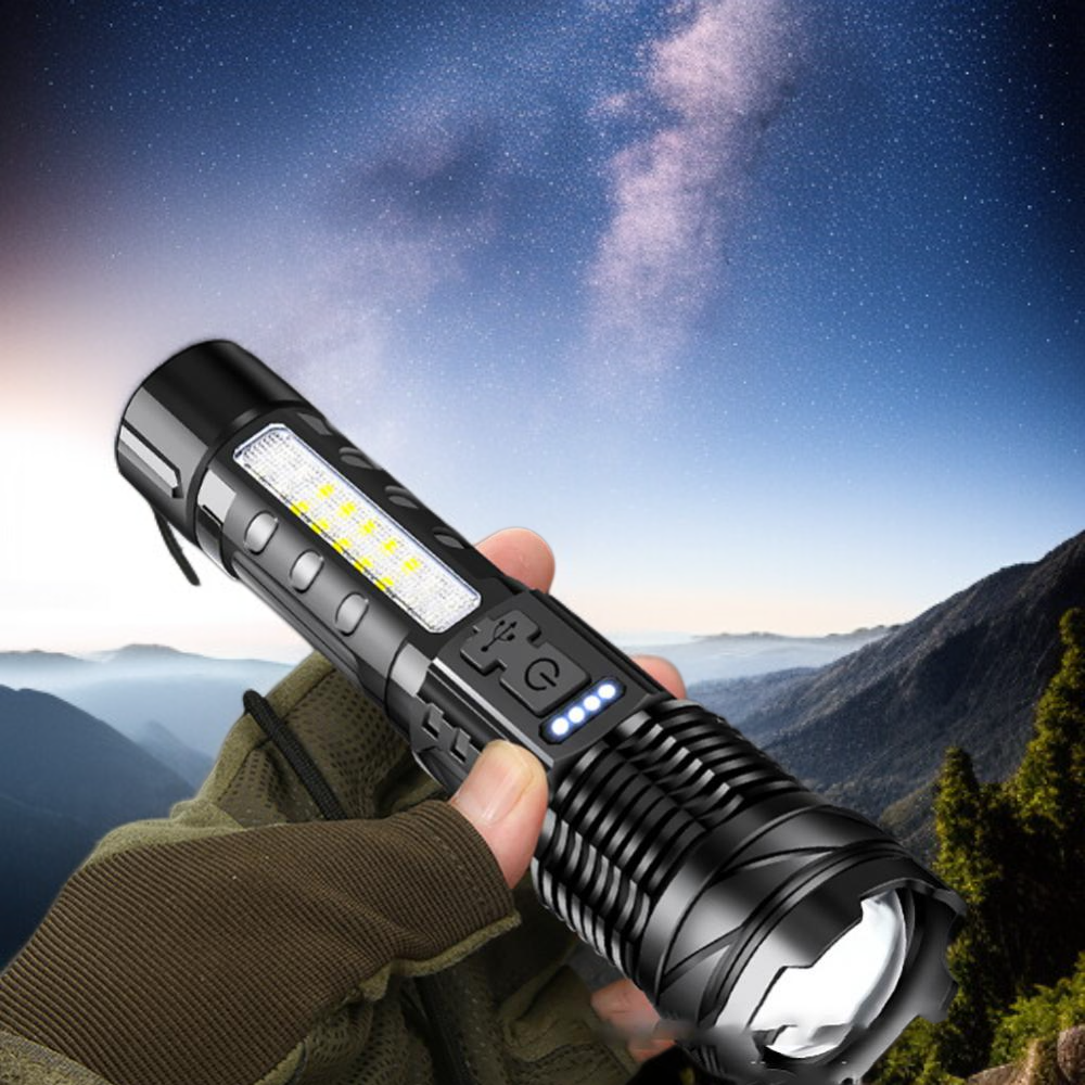 Linterna láser blanca de 30W, recargable por USB, para iluminación exterior