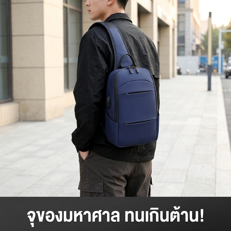 กระเป๋าคาดอกผู้ชายขนาดใหญ่ น้ำหนักเบา สไตล์สปอร์ต