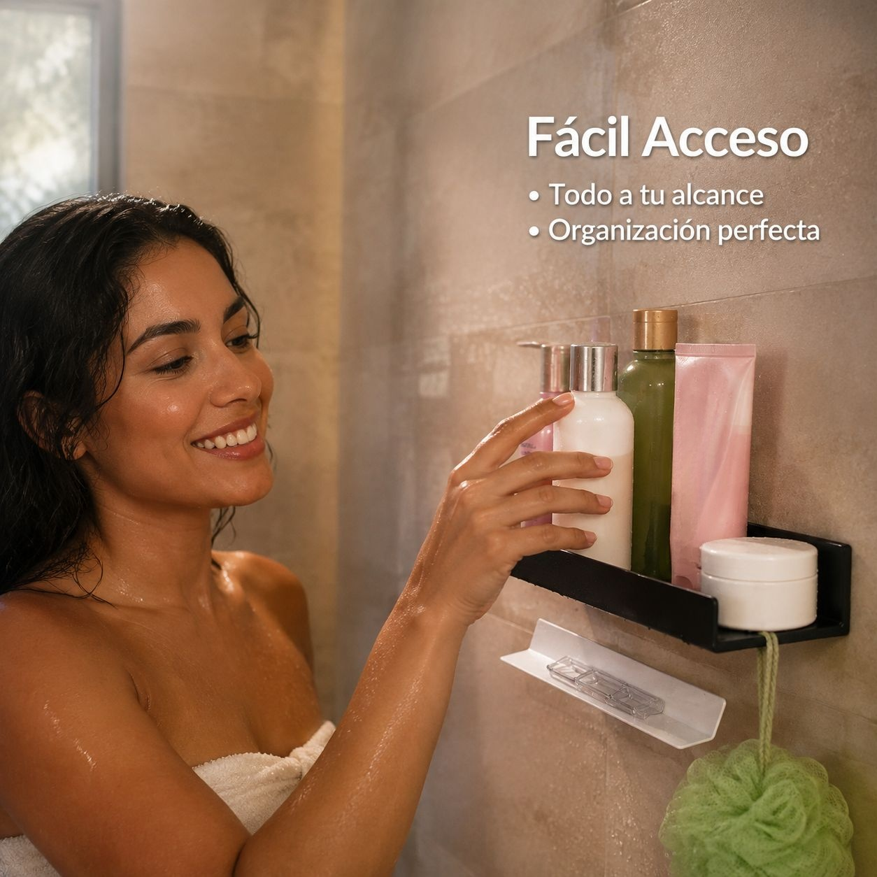 Estante de baño sin taladro, organizador para cosméticos