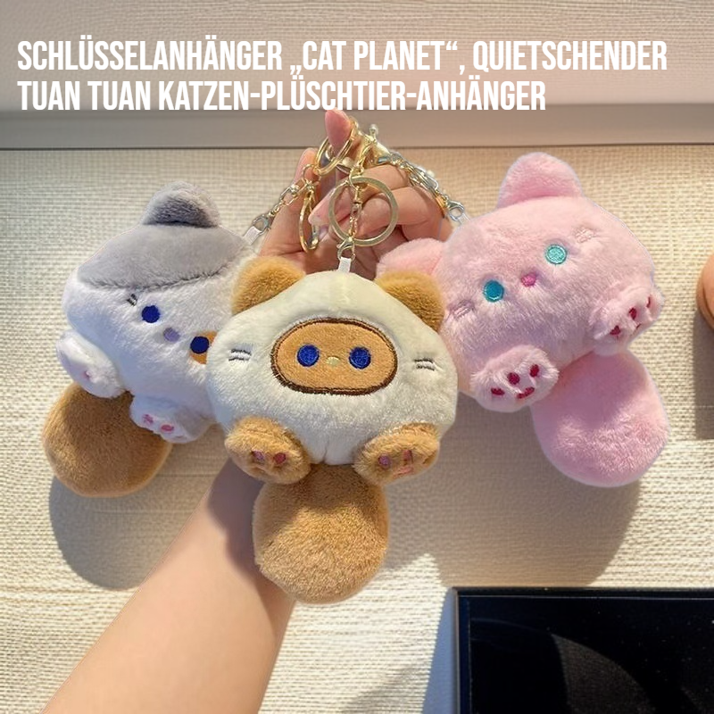 Katzenplanet Schlüsselanhänger Quietschende Plüsch-Katzenfigur