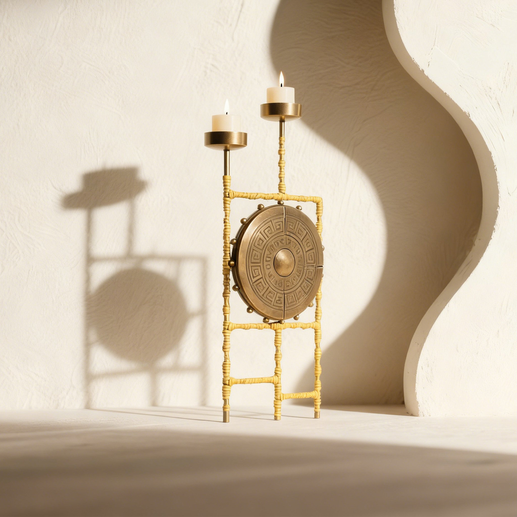 Suport de lumânare cu design clasic și bază rotundă pe masă