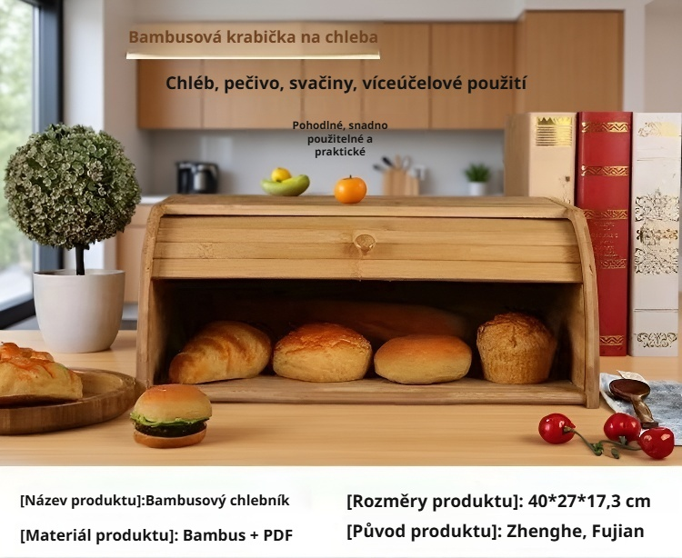 Japonský styl bambusového chlebníku pro moderní kuchyně