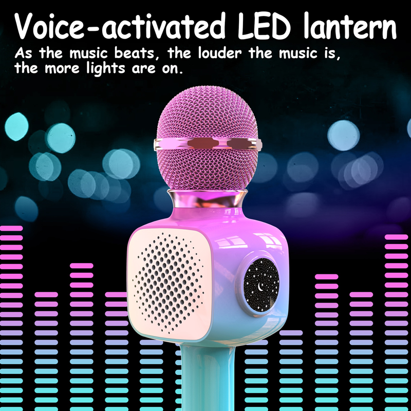 Bluetooth-Mikrofon für Kinder, tragbares kabelloses Mikrofon, Handmikrofon, Audio-All-in-One-Gerät, 