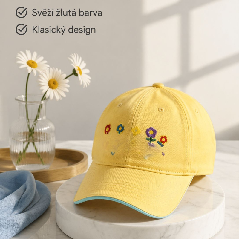 Žlutá baseballová čepice pro ženy, jaro a léto, roztomilá univerzální čepice s velkou hlavou