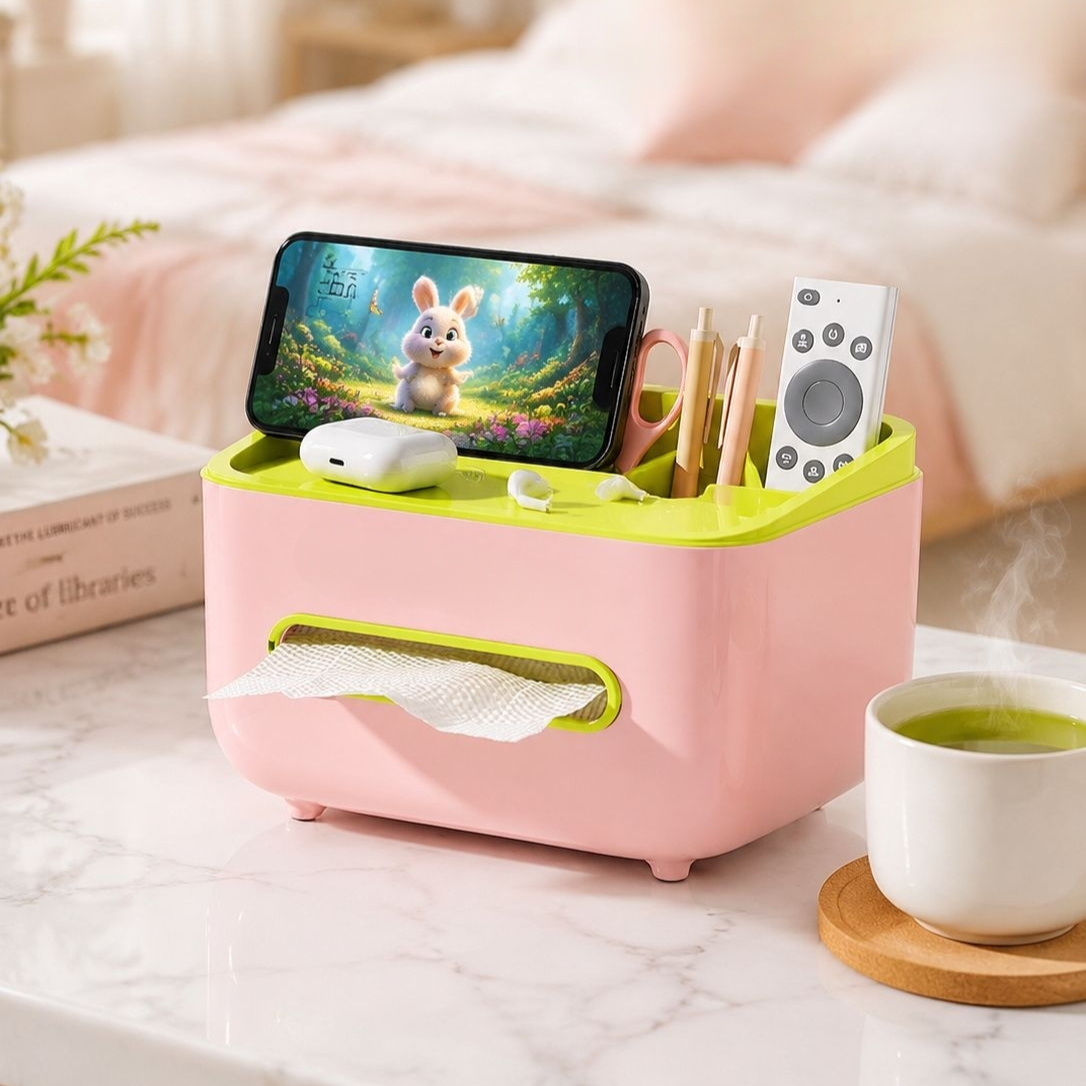 多機能リモコン収納付きティッシュケース