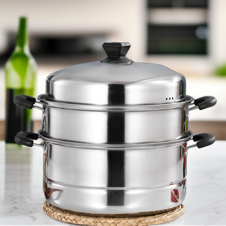 Three-Tier Stainless Steel Steaming Pot