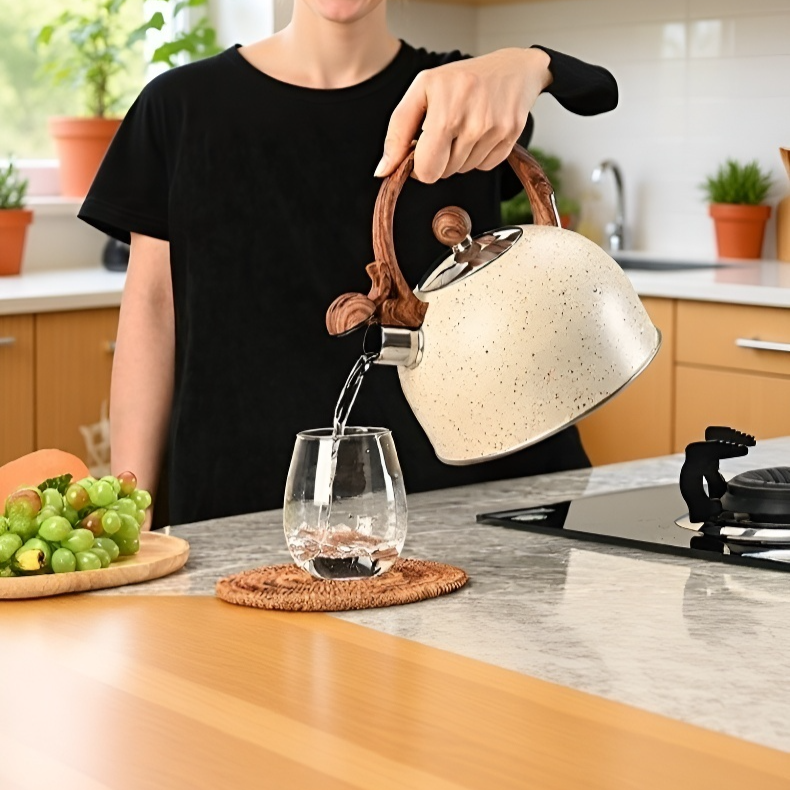 Household kettle with wide opening for easy filling