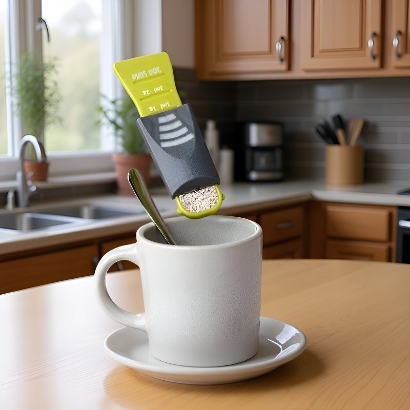 Cuchara medidora ajustable para uso en la cocina.