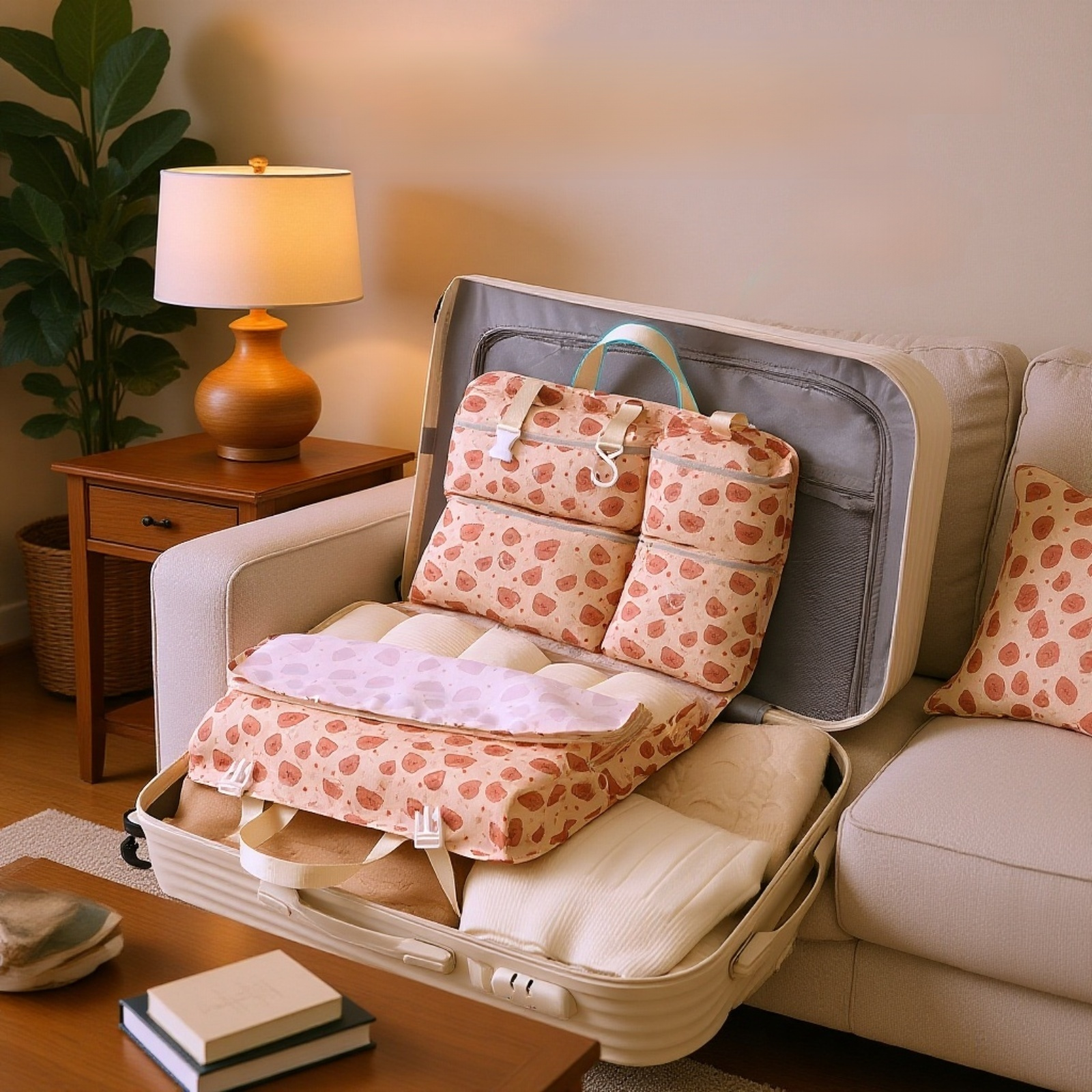 Compact travel organizer for suitcase