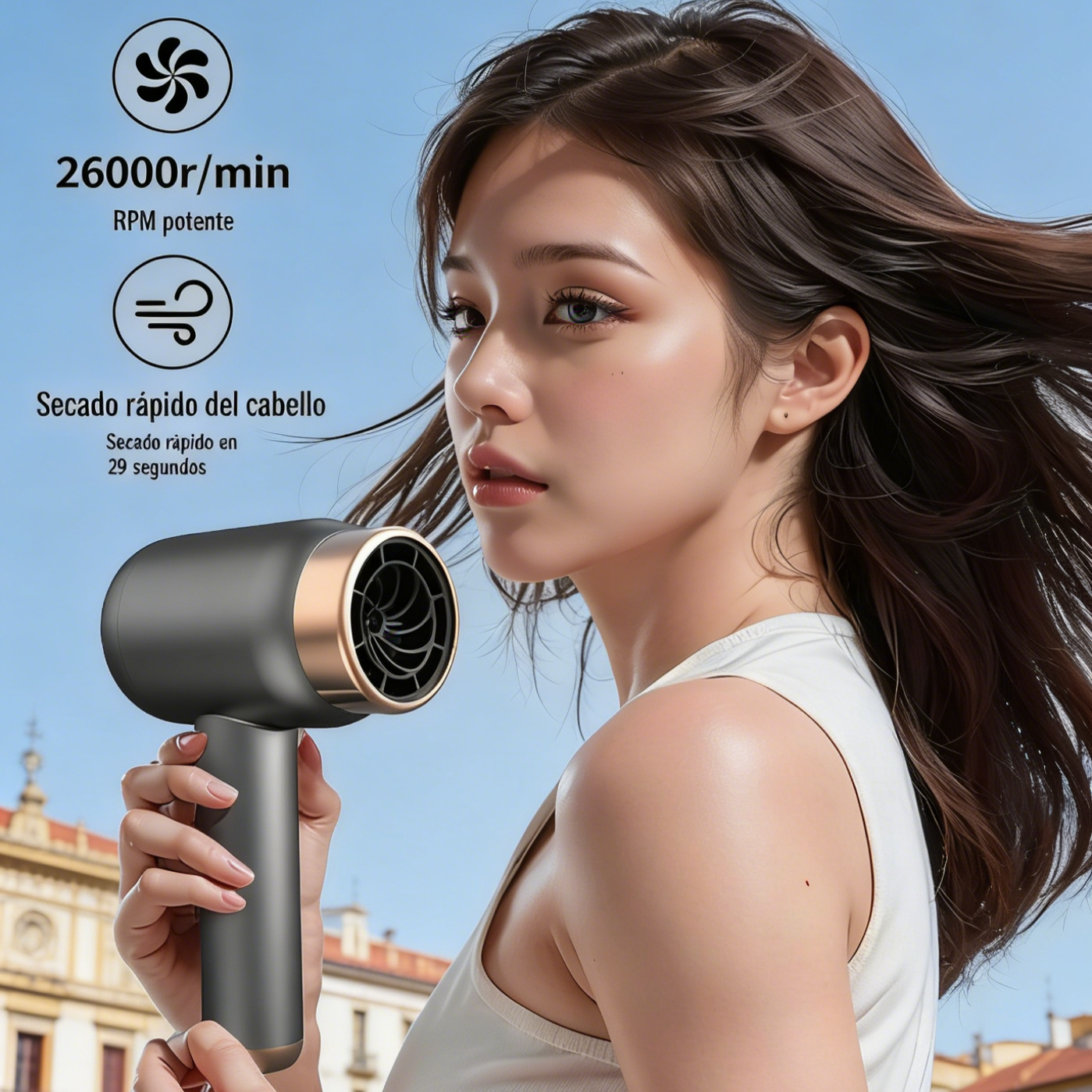 Secador de Pelo Portátil Inalámbrico de Iones Negativos de Alta Velocidad para el Hogar