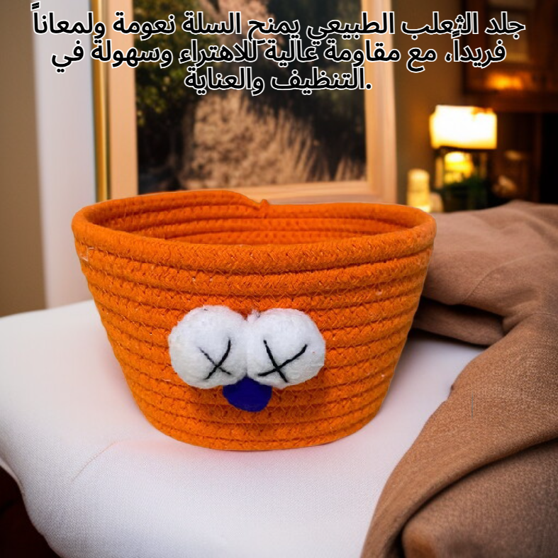 تفاصيل جلد الثعلب الفاخر على سلة التخزين