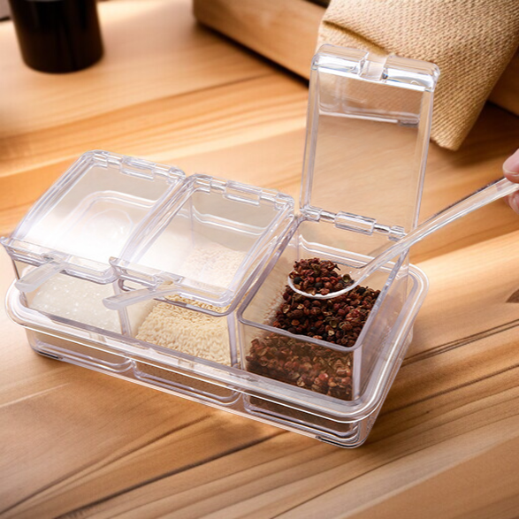 분리형 양념병 세트 주방용품 4종세트 투명 뚜껑 양념통 스푼 양념통