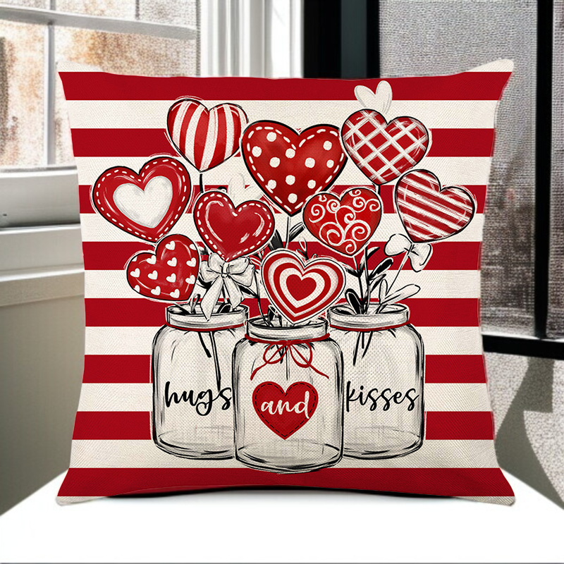 Valentine'S Day Printed Pillowcase Pillowcase Alphabet Printed Valentine'S Day Heart Home