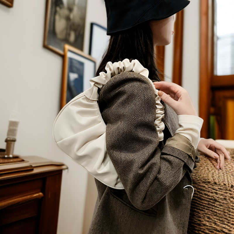  حقيبة سحاب كورية بسيطة للسيدات على شكل سحابة، حقيبة كتف قابلة للطي