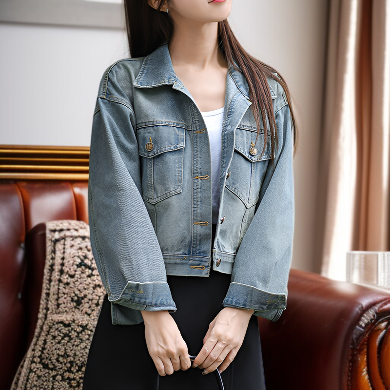 여성 트렌디 데님 코트