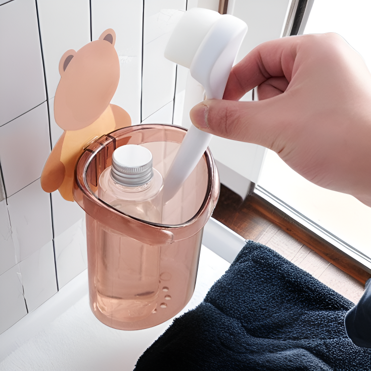 熊抱牙刷杯牙膏收納架 浴室無痕壁掛瀝水架