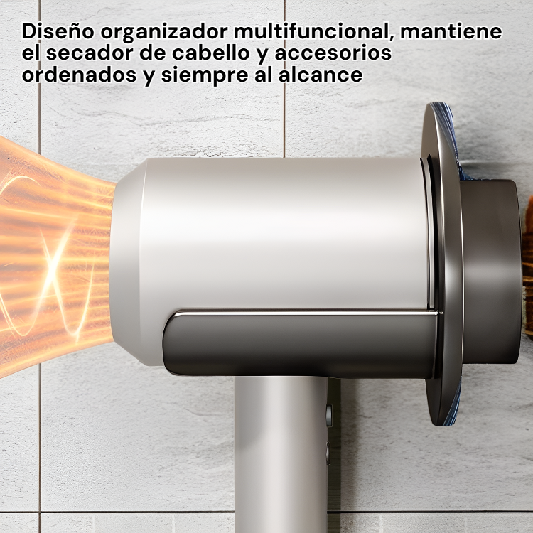 Soporte de secador de cabello sin taladro para baño, estante organizador, manos libres