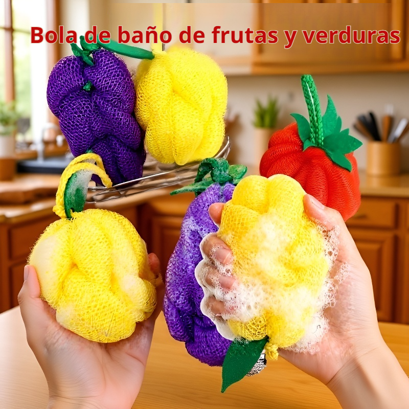 Esponja de baño grande con forma de verduras, súper suave y duradera