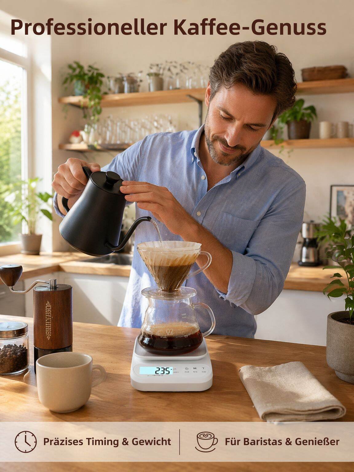 Hochpräzise elektronische Grammwaage für die Küche Lebensmittel- und Kaffeewaage