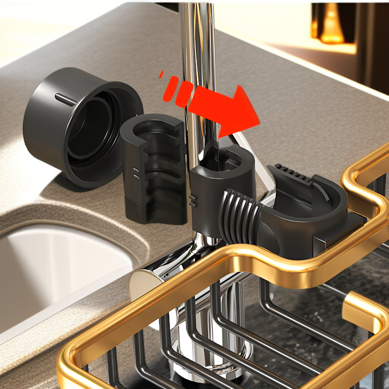 골드 스페이스 알루미늄 싱크 주방 수납 바구니 선반