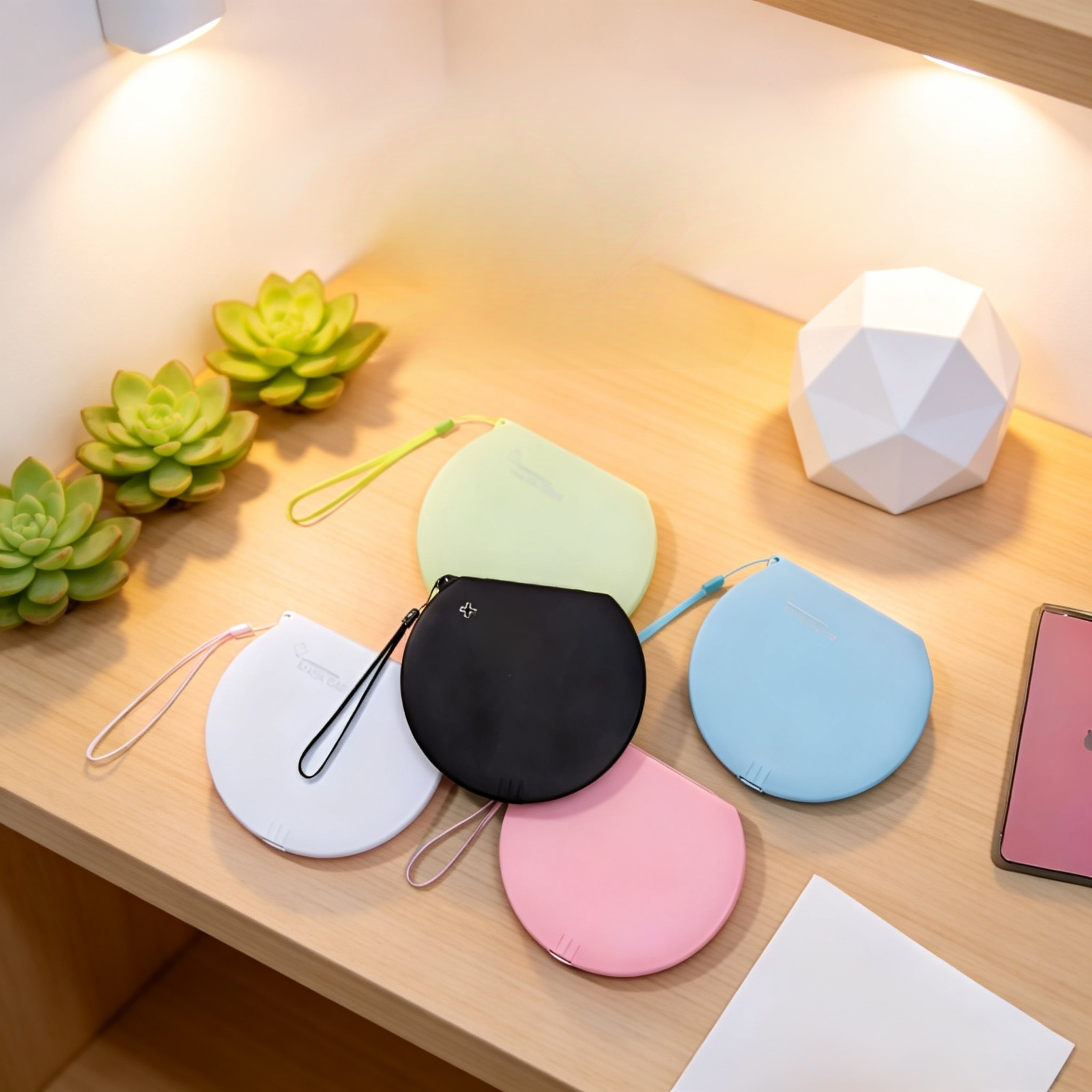 Caja redonda portátil para mascarillas con acabado mate para estudiantes (pastillero de PP)