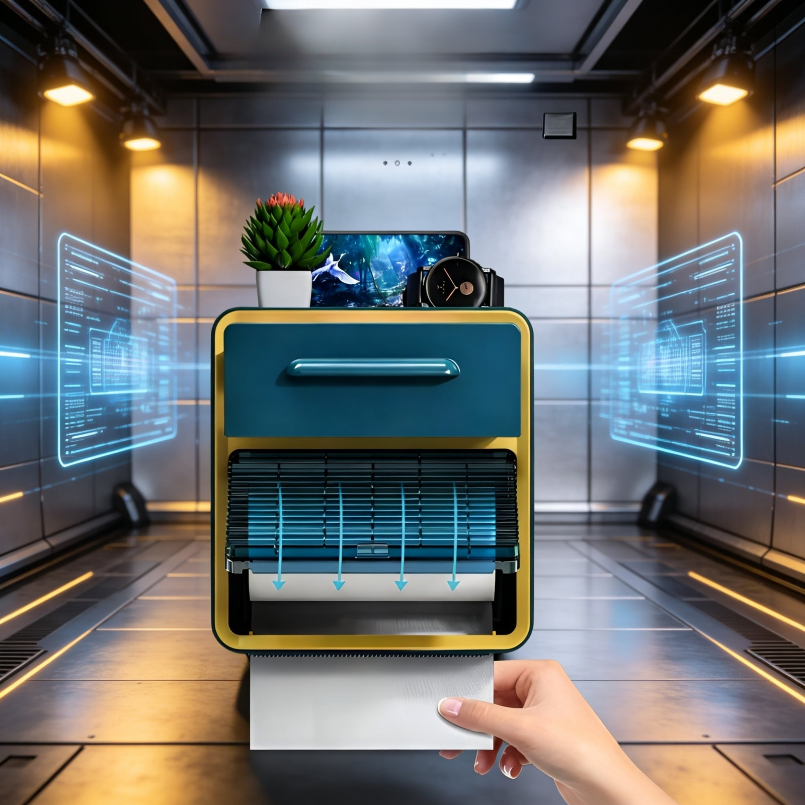 Caja de pañuelos de baño montada en la pared sin taladrar con cajón