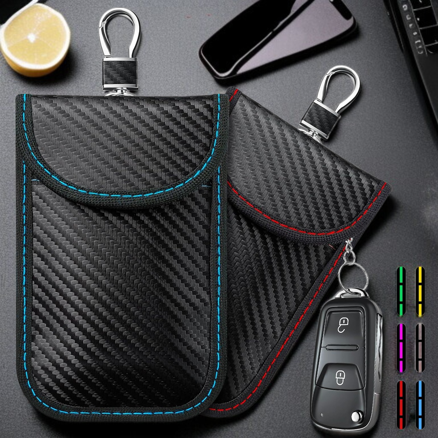 車のキー袋ファラディ炭素繊維アンチポジショニング スクリーントラッキング信号盗難防止デザインキーケース