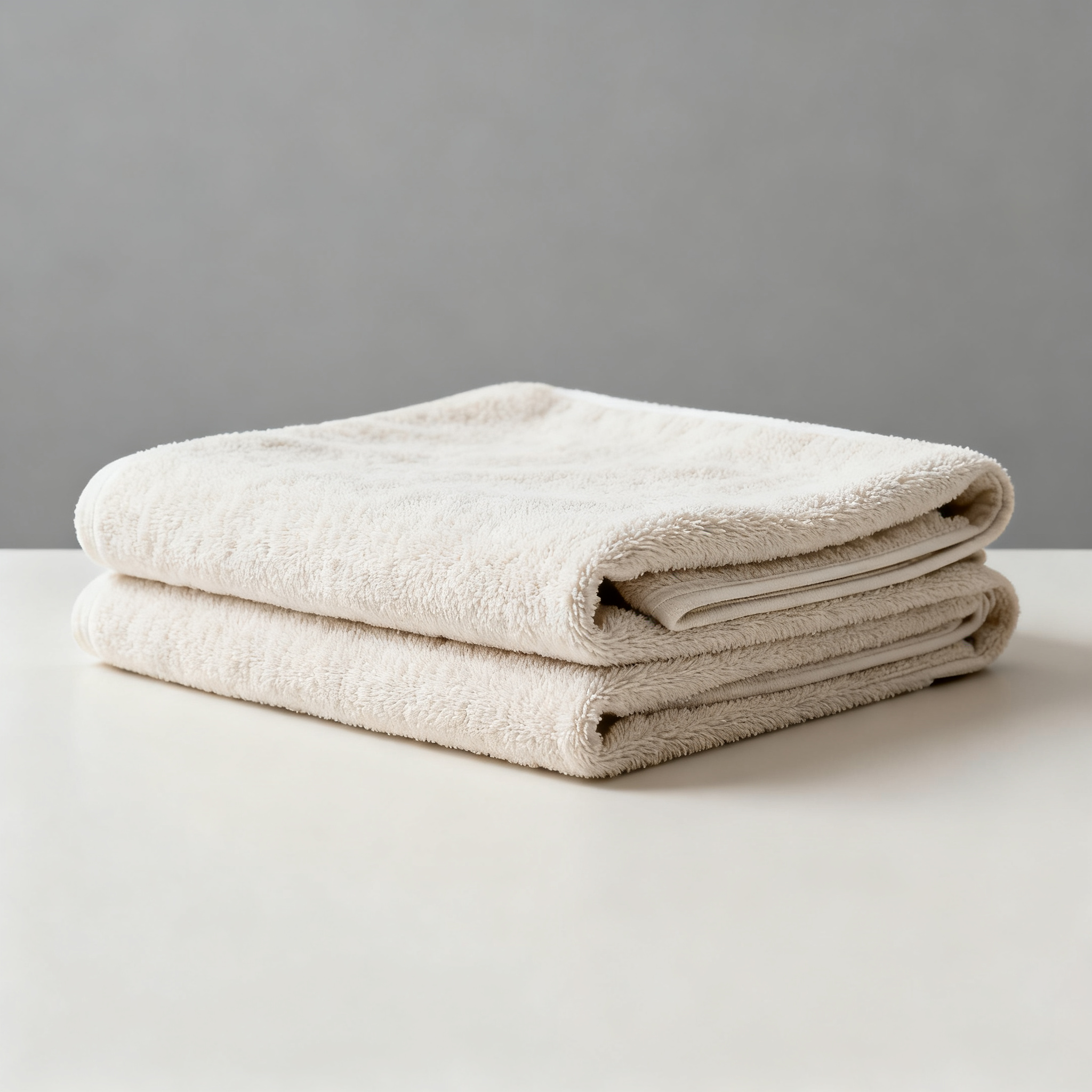 크리미한 흰색의 부드러운 목욕 타월