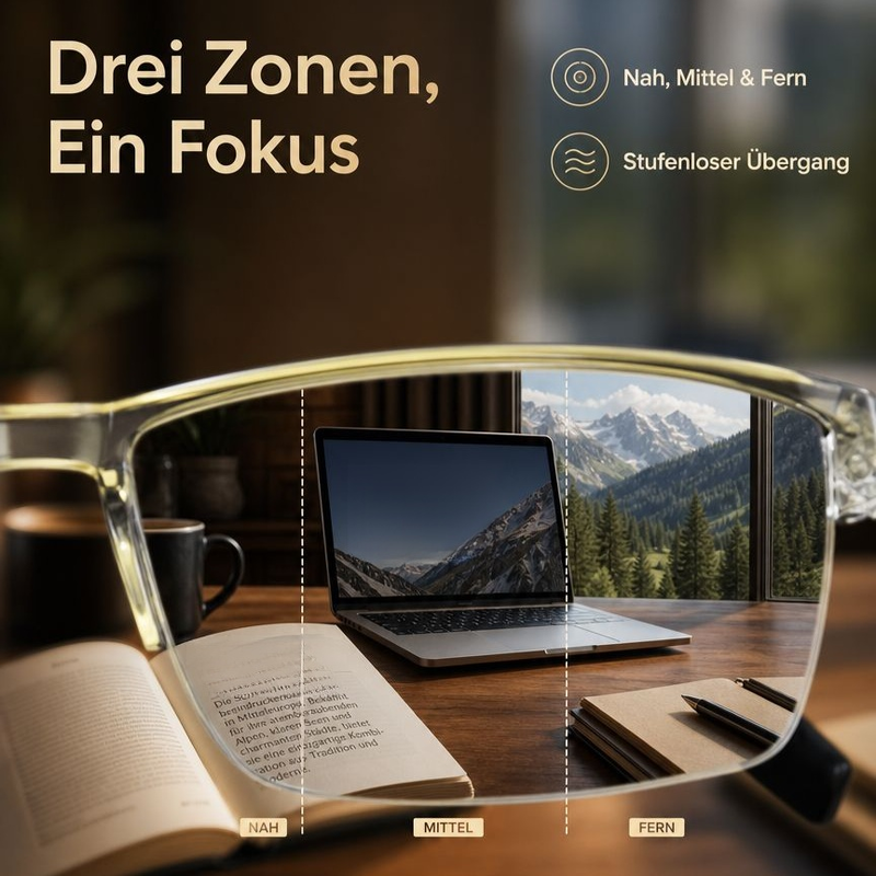 Ruige Smart-Zoom Lesebrille Gelb Klein, Blaulichtschutz, Upgrade mit Federbügeln