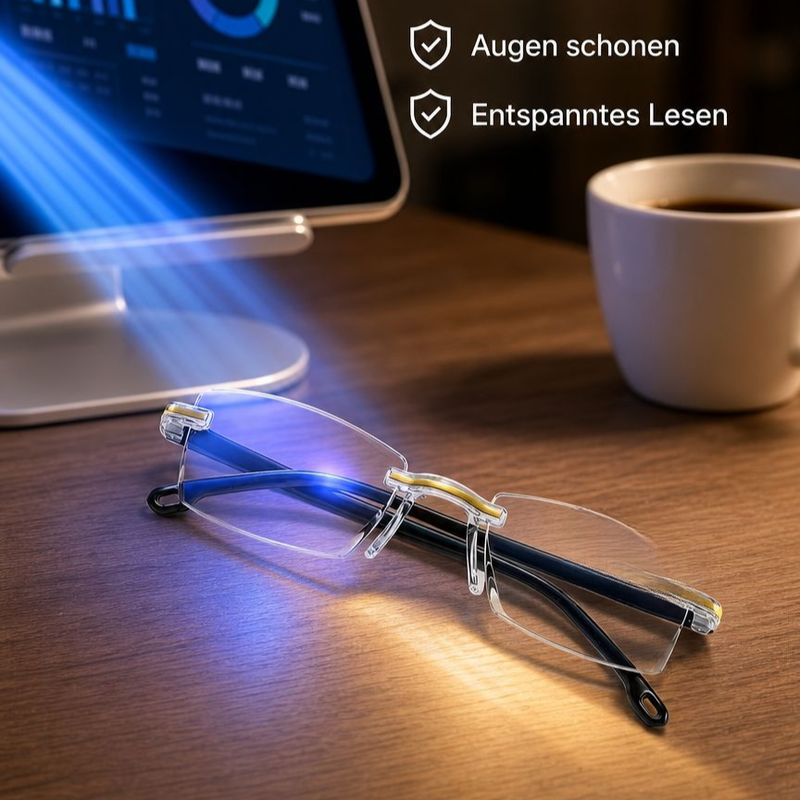 Randlose HD-Zoom-Lesebrille Modische Altersweitsichtbrille