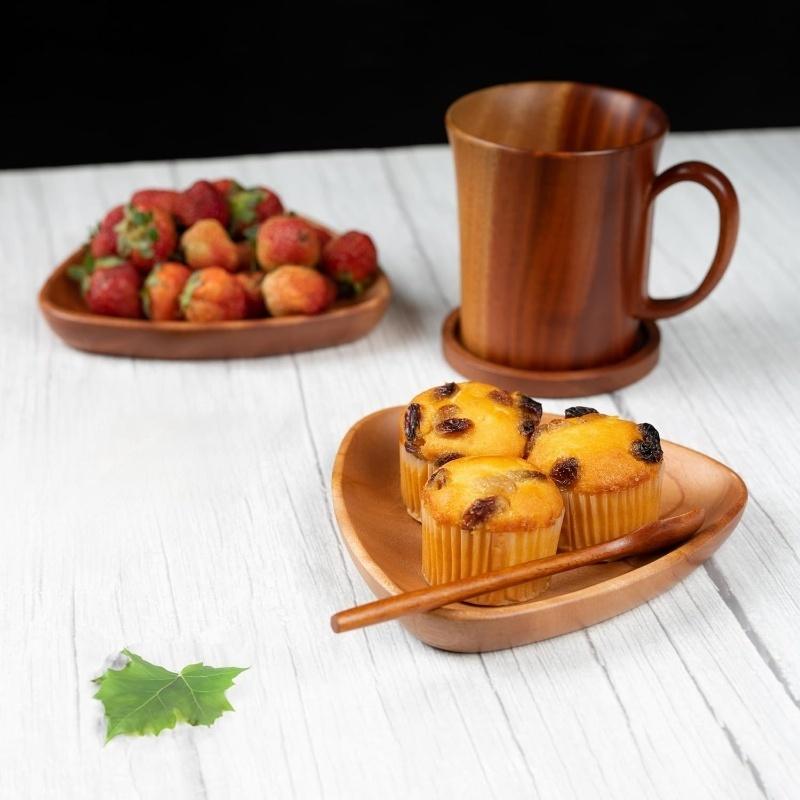 천연 나무 저녁 접시