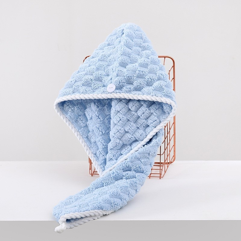 Ladies’ Thick Coral Fleece Absorbent Quick-Drying Hair Drying Cap