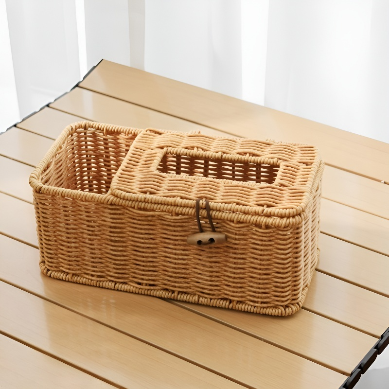 라탄 느낌 다기능 티슈케이스 거실 식당 테이블 수납함