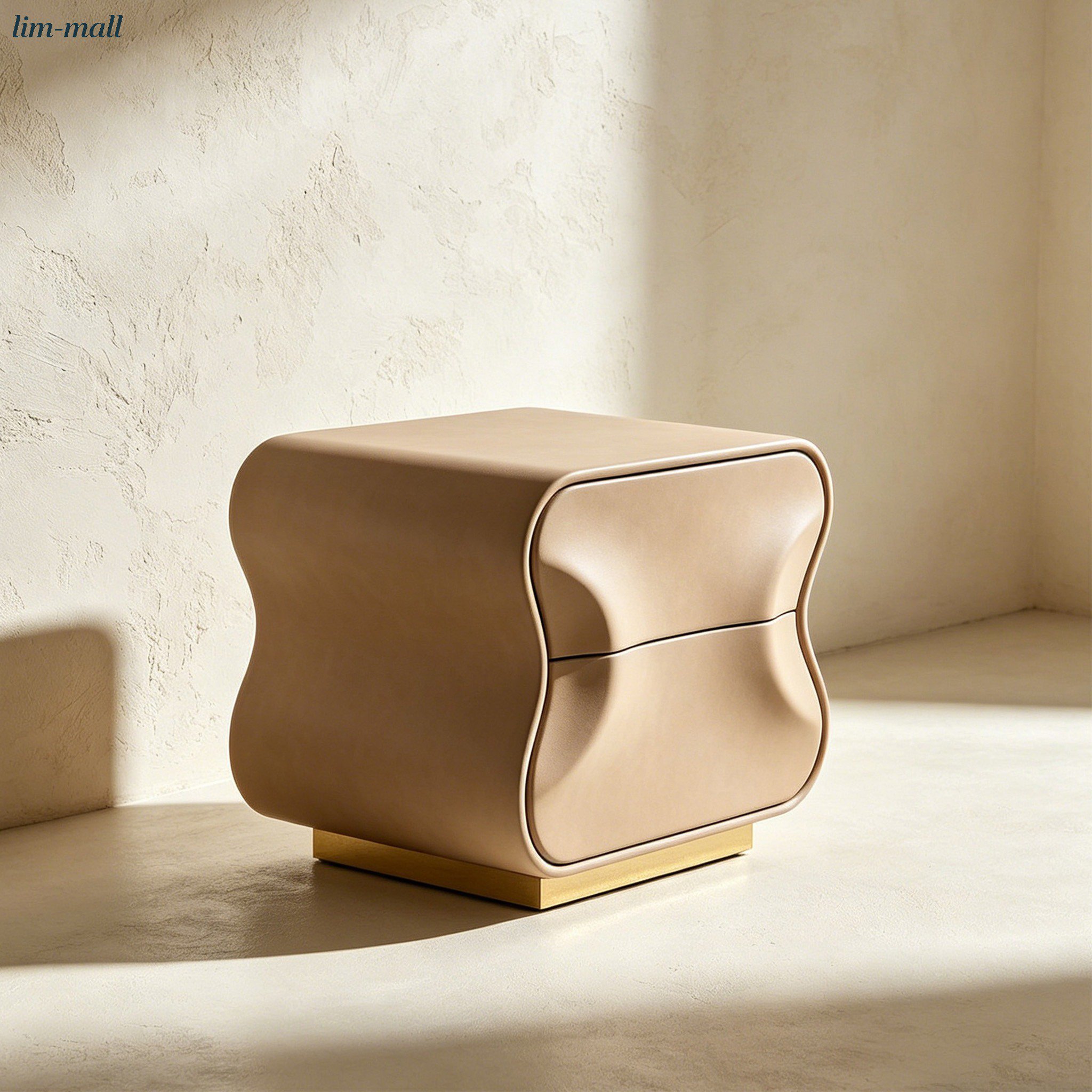 Wavy-Edge Two-Drawer Nightstand