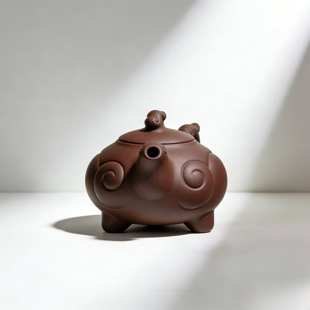 Handcrafted Yixing Kung Fu Teapot on wooden table