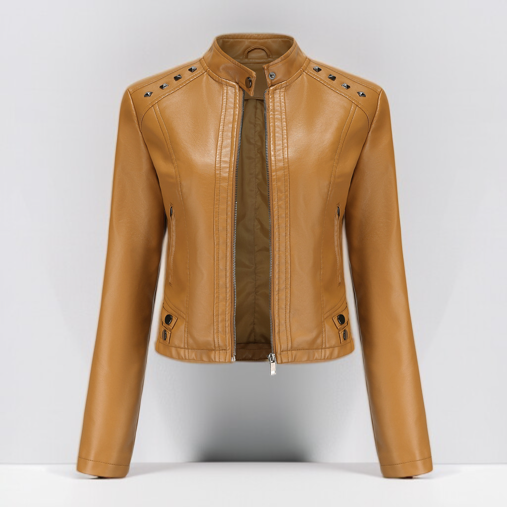 春秋用レディーススタッズレザージャケット