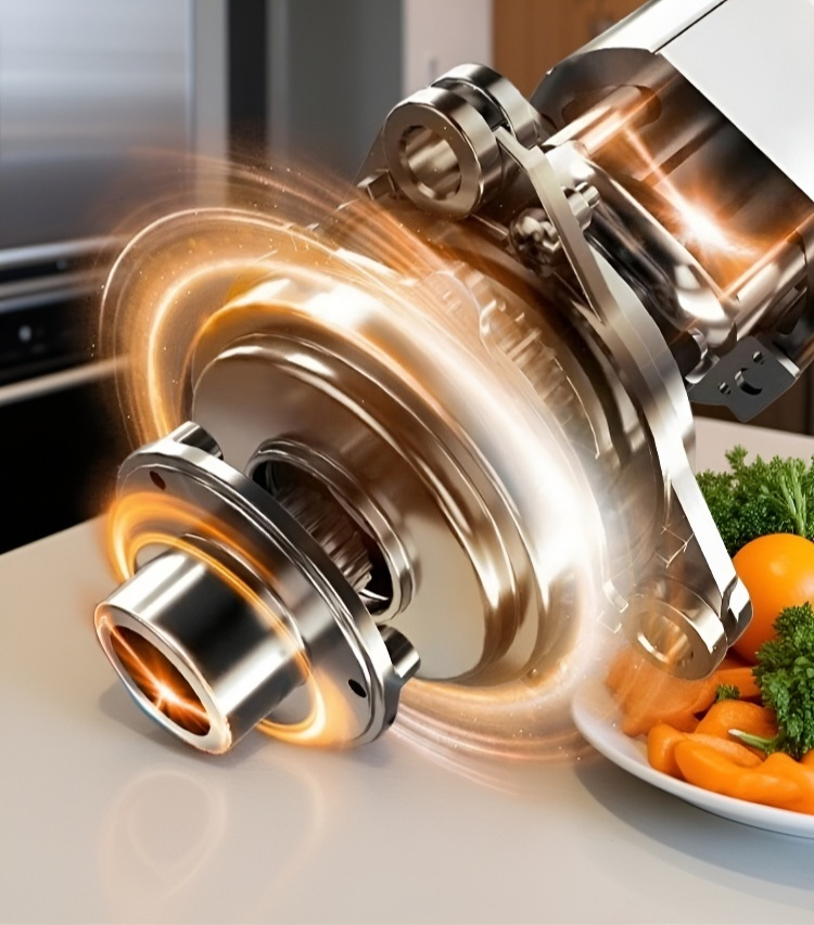 스테인리스 제육기로 고기를 자르는 모습