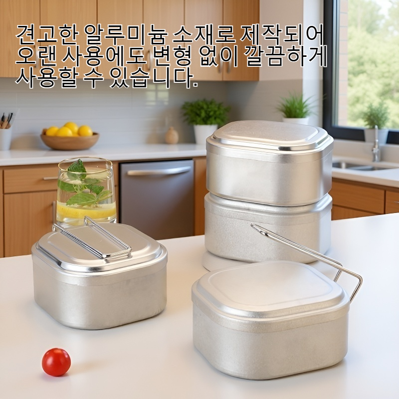 손잡이가 있는 사각형 알루미늄 도시락통