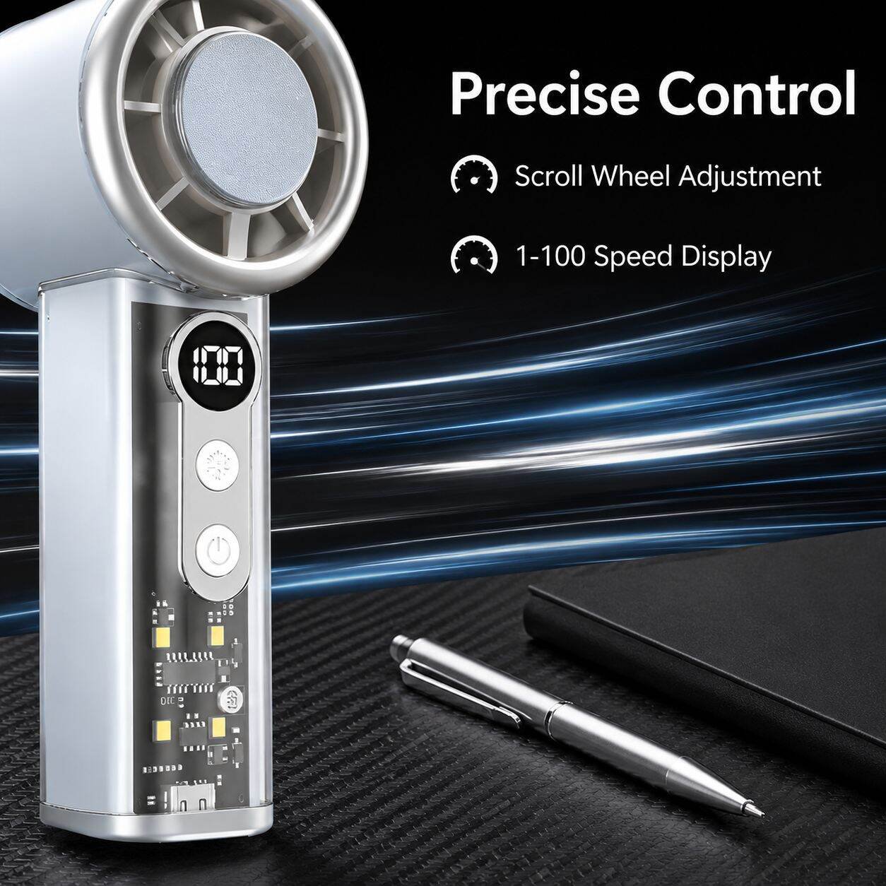 Digital Display Portable Mini Turbo High-Speed Fan