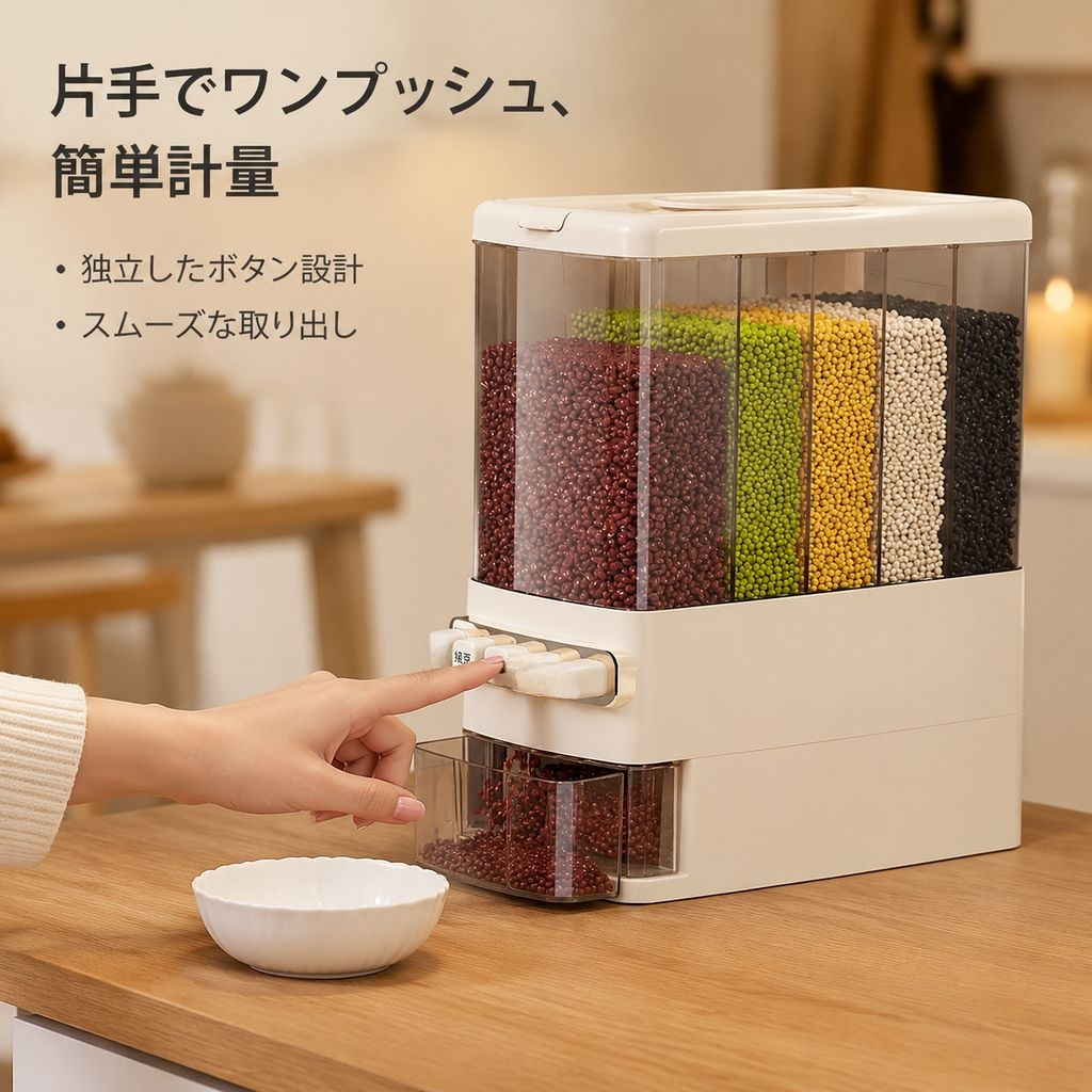 仕切り付き雑穀収納ボックス