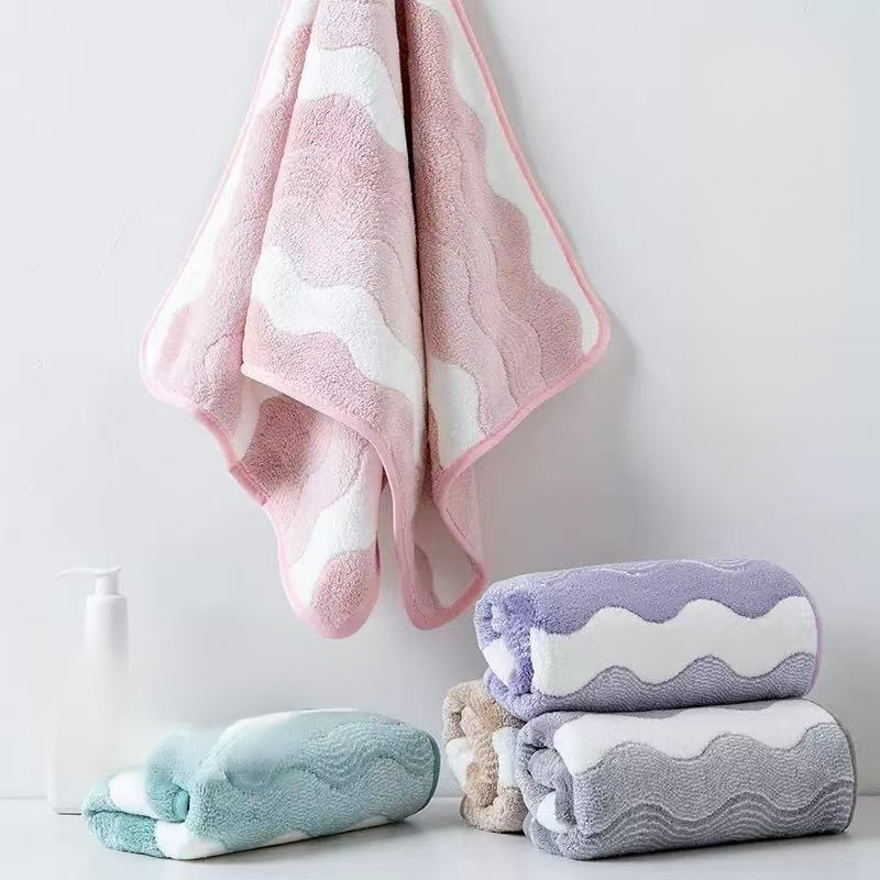 Coral Fleece Two-tone Towel, Absorbent & Soft Face Cloth for Home