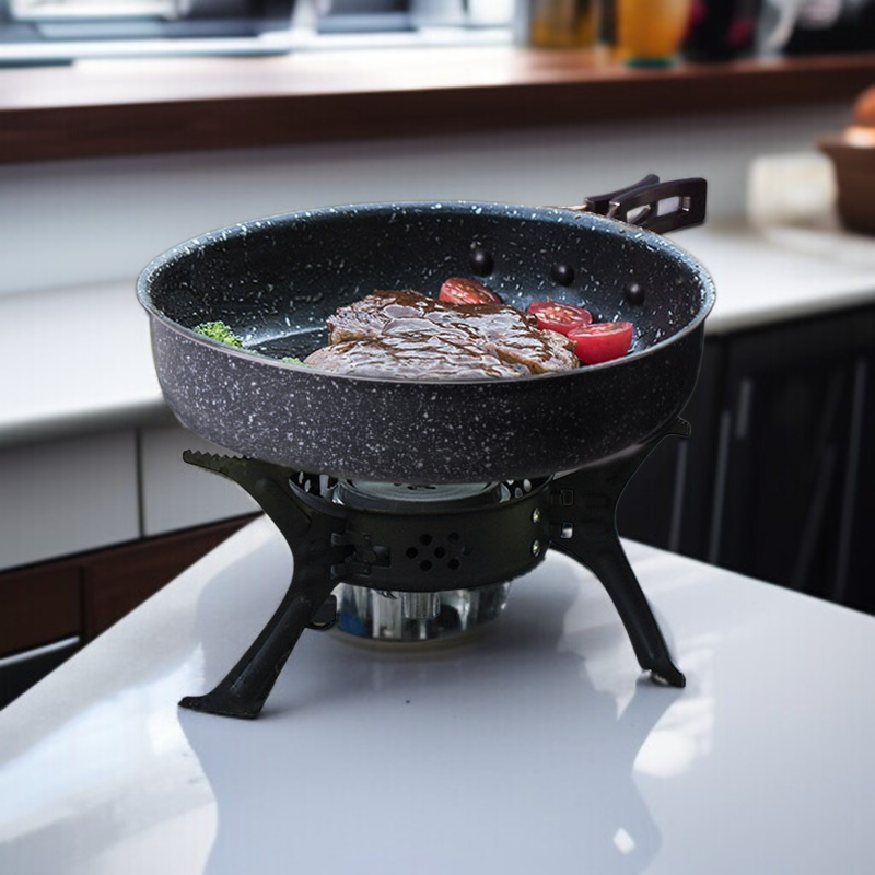 아웃도어 캠핑 라지 접이식 논스틱 후라이팬 맥반석 볶음팬