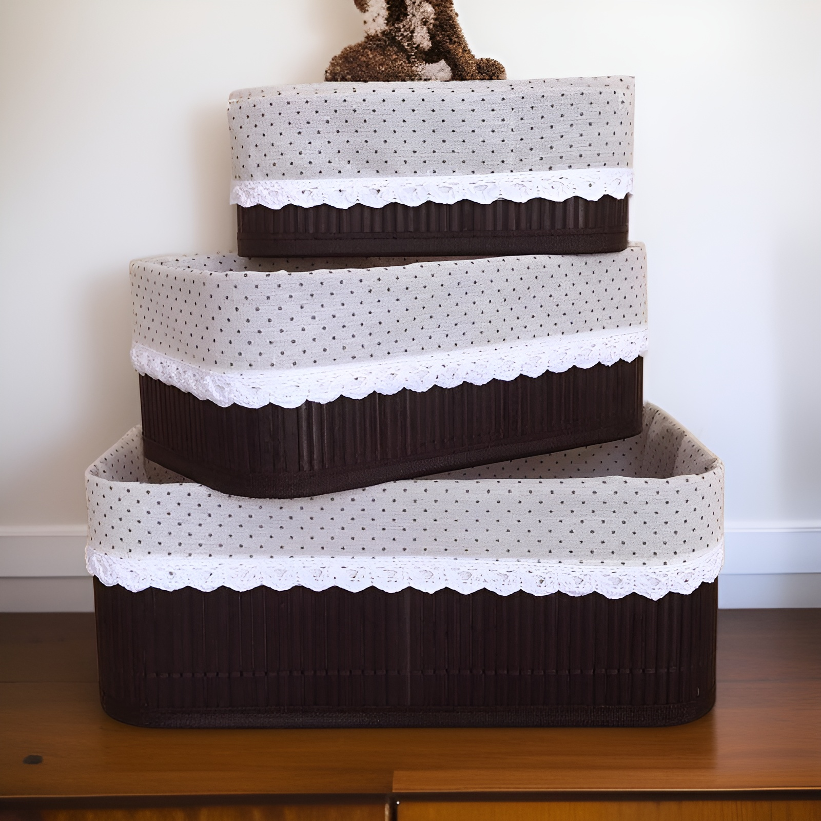 Panier de rangement en bambou tressé