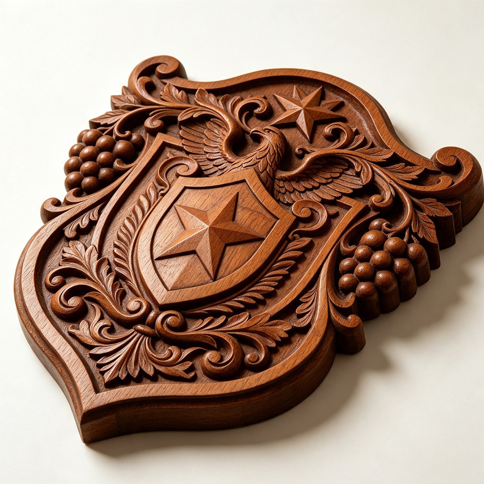 Eagle Star Wooden Carved Shield