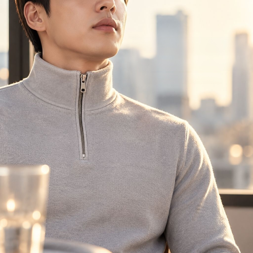 Sudadera deportiva con cuello alto y cremallera