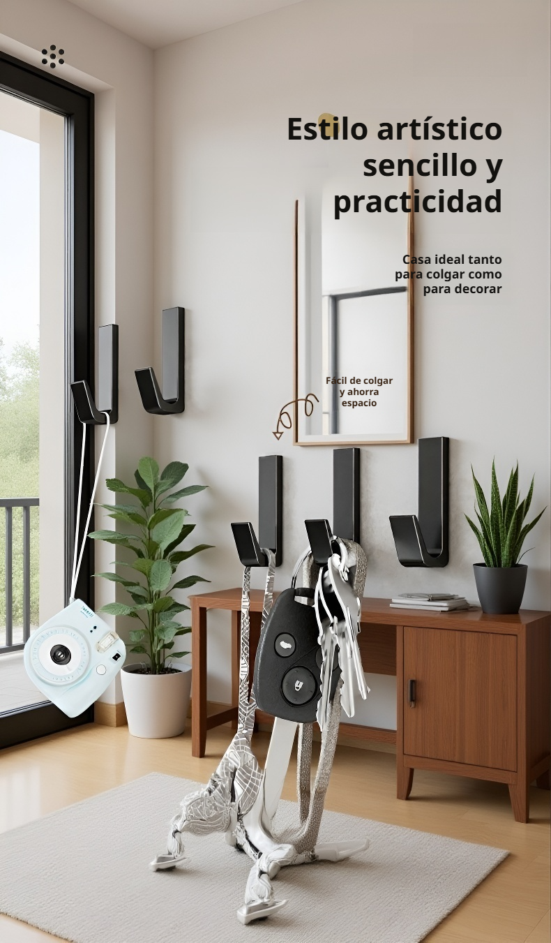 Instalación sencilla de percha de pared sin herramientas