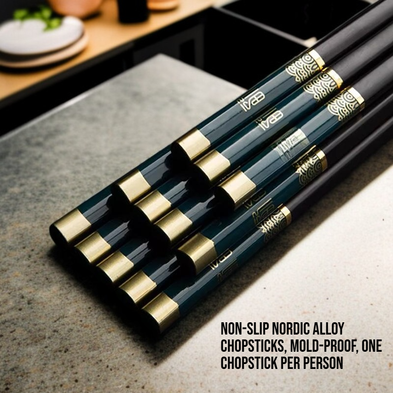 Non-Slip Nordic Alloy Chopsticks, Mold-Proof, One Chopstick Per Person